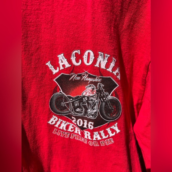 Anvil, Laconia 2016 Biker Rally, Harley Davison, L/S T Shirt, Red, Large - Picture 3 of 4